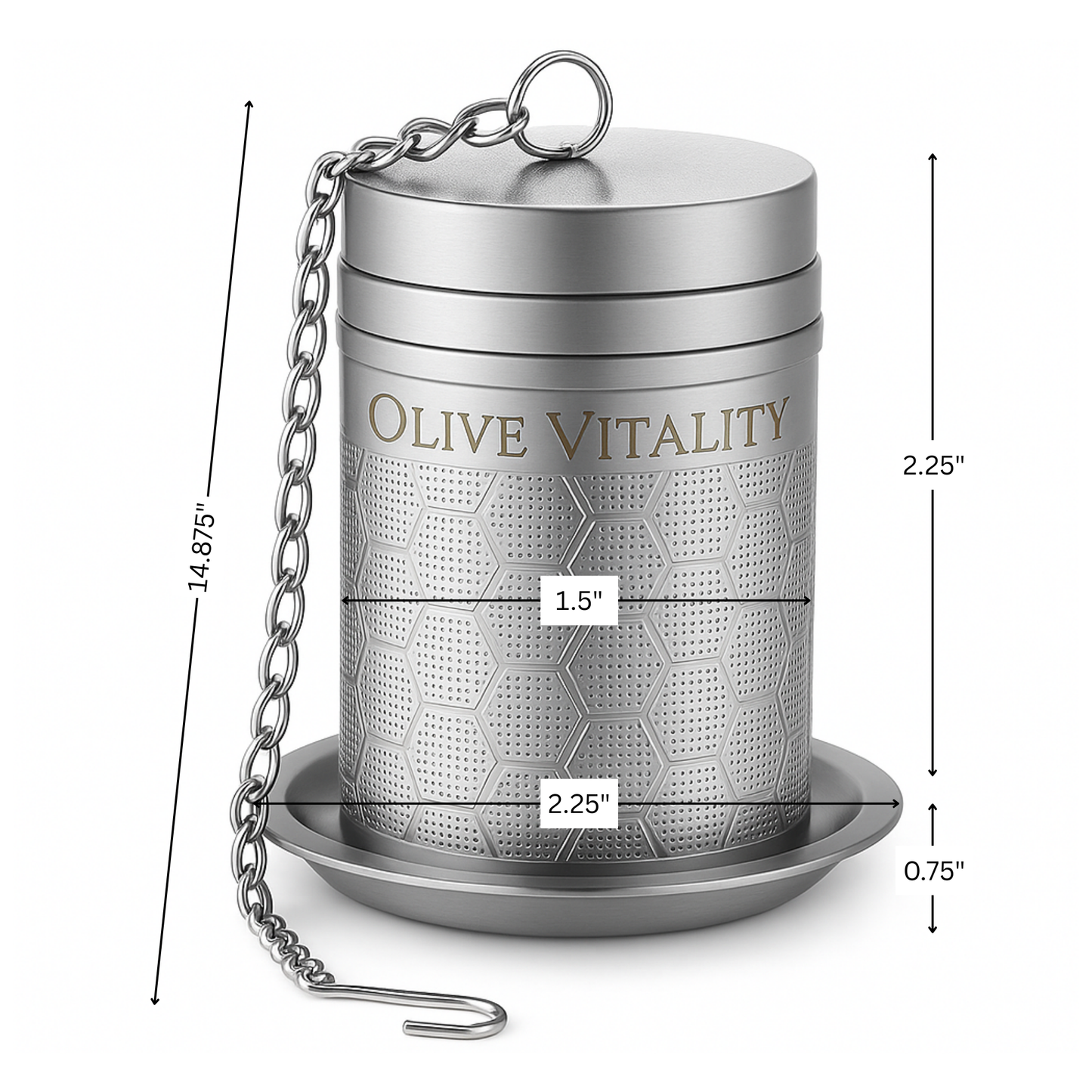 Olive Vitality® Premium Stainless Steel Fine Mesh Tea Infuser and Strainer